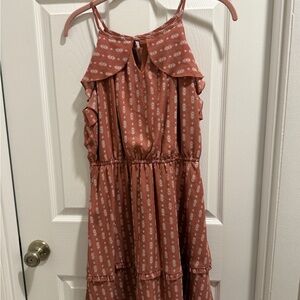 Women’s Blue Rose Boho Tiered Mini Dress - Terracotta Floral